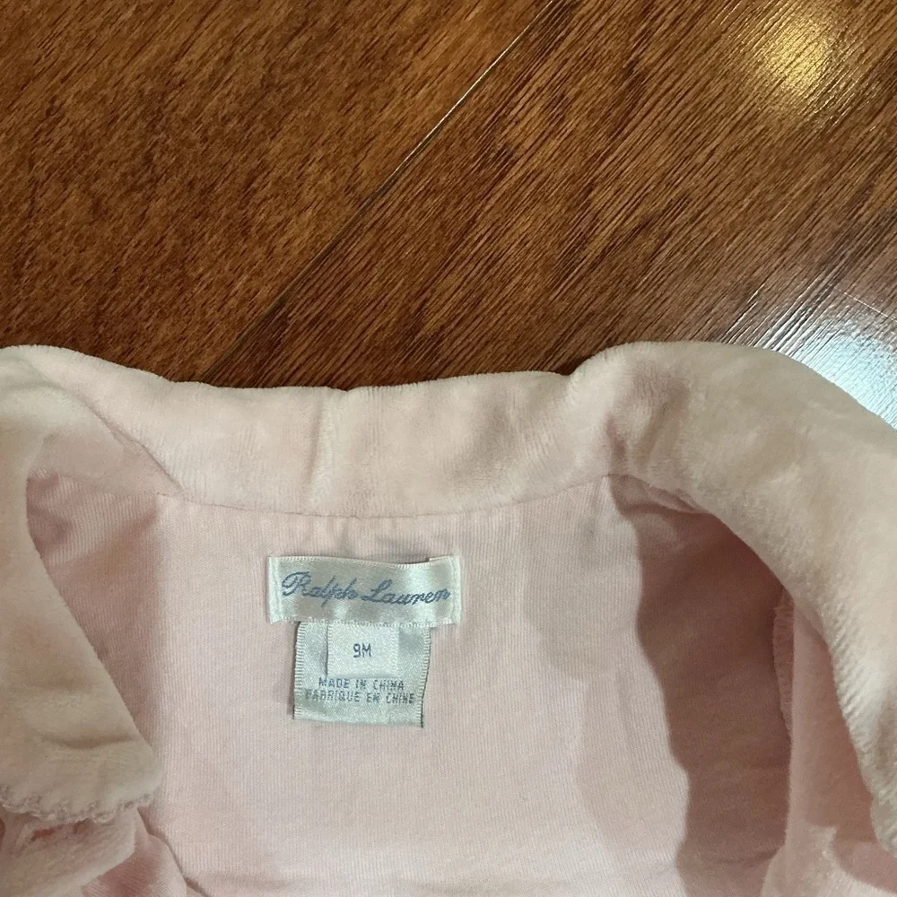 Ralph Lauren Baby Pink Velour Dress Size 9M